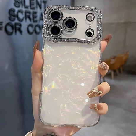 【お取り寄せ商品】iPhoneケース スマホケース iPhone17 iPhone16 iPhone15 シェル ストーン キラキラ ウェーブ M7104