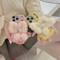 【お取り寄せ商品】iPhoneケース スマホケース iPhone17 iPhone16 iPhone15 iPhone14 冬 もこもこ リボン 可愛い 韓国 M7127