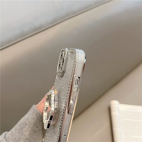 【お取り寄せ商品】iPhoneケース スマホケース iPhone15 iPhone14 ディジー キラキラ ハンドグリップ ミラー L8043