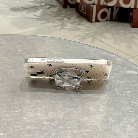 【お取り寄せ商品】iPhoneケース スマホケース iPhone15 iPhone14 リボン グリップ付き Magsafe 磁気 マグネット レトロ かわいい 韓国風 L7558