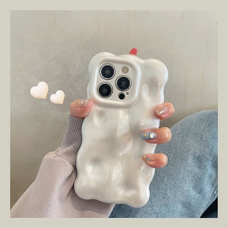 【お取り寄せ商品】iPhoneケース iPhone17 iPhone16 iPhone15 ウェーブ ぽこぽこ 立体 波 パール感 光沢 シンプル 個性的 L6963