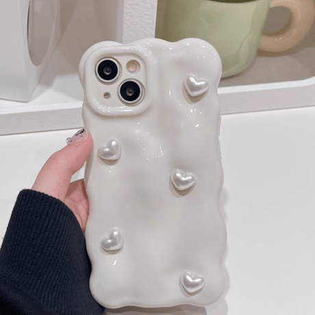 【お取り寄せ商品】iPhoneケース スマホケース iPhone15 iPhone14 かわいい クリーム ハート L8974