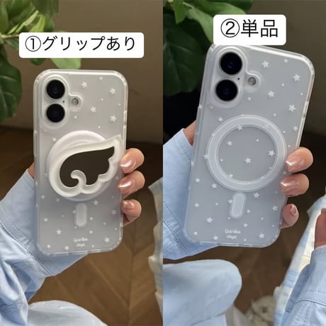 【お取り寄せ商品】iPhoneケース スマホケース iPhone16 iPhone15 iPhone14 かわいい クリア 羽 ミラー マグセーフ MagSafe L9415
