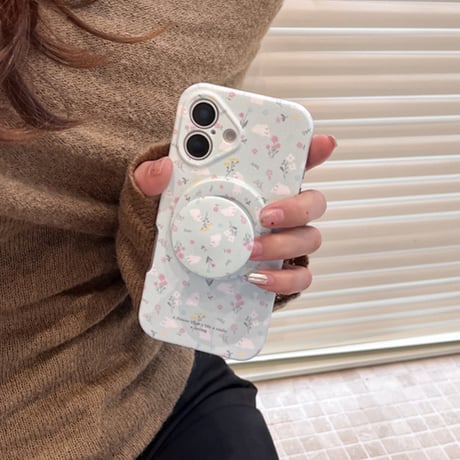 【お取り寄せ商品】iPhoneケース スマホケース iPhone16 iPhone15 iPhone14 大人可愛い 癒し系 花柄 MagSafe L9332