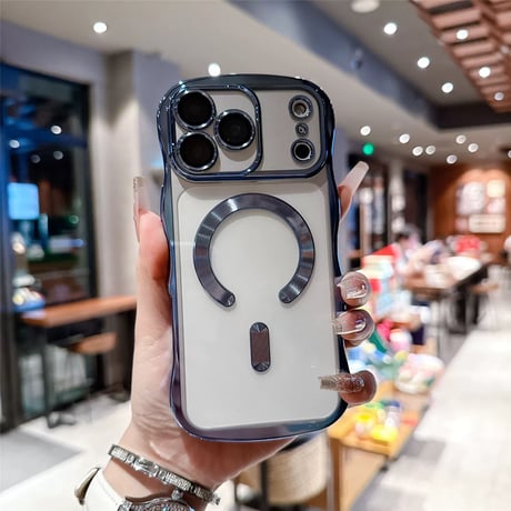 【お取り寄せ商品】iPhoneケース スマホケース iPhone17 iPhone16 iPhone15 大人可愛い magsafe メタリック シンプル ウェーブ M7140