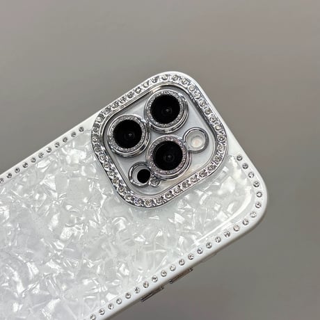 【お取り寄せ商品】iPhoneケース スマホケース iPhone16 iPhone15 iPhone14 おしゃれ 韓国 シェル風 サイドストーン L9855