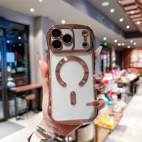 【お取り寄せ商品】iPhoneケース スマホケース iPhone17 iPhone16 iPhone15 大人可愛い magsafe メタリック シンプル ウェーブ M7140