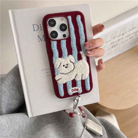 【お取り寄せ商品】iPhoneケース スマホケース iPhone16 iPhone15 iPhone14 おしゃれ もこもこ 秋 冬 犬 dog L9274