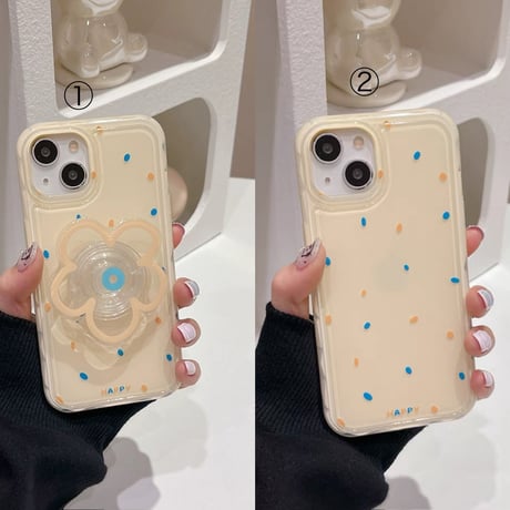 【お取り寄せ商品】iPhoneケース スマホケース iPhone15 iPhone14 シンプル アート フラワーハンドグリップ L8204