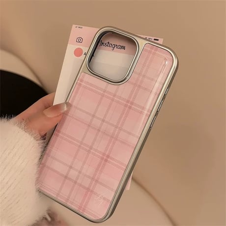 【お取り寄せ商品】iPhoneケース スマホケース iPhone16 iPhone15 iPhone14 かわいい キュート チェック柄 L9357