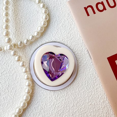 【お取り寄せ商品】iPhone Magsafe グリップ スタンド ハート ビジュー キラキラ マグネット 落下防止 キャンディカラー L7888