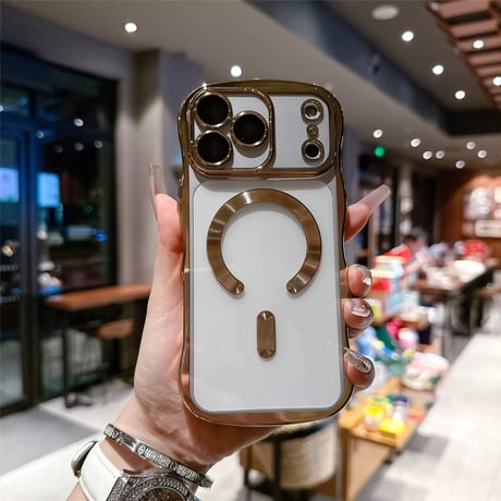 【お取り寄せ商品】iPhoneケース スマホケース iPhone17 iPhone16 iPhone15 大人可愛い magsafe メタリック シンプル ウェーブ M7140