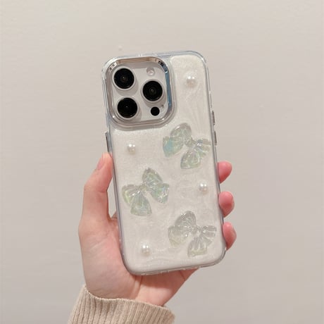 【お取り寄せ商品】iPhoneケース スマホケース iPhone16 iPhone15 iPhone14 かわいい シェル リボン L9196