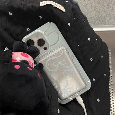 【お取り寄せ商品】iPhoneケース スマホケース iPhone16 iPhone15 iPhone14 magsafe カード入れ リボン おしゃれ 便利 M7048