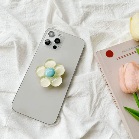 【お取り寄せ商品】iPhone グリップ 大人女子 ニュアンス 落下防止 花 リボン L9233