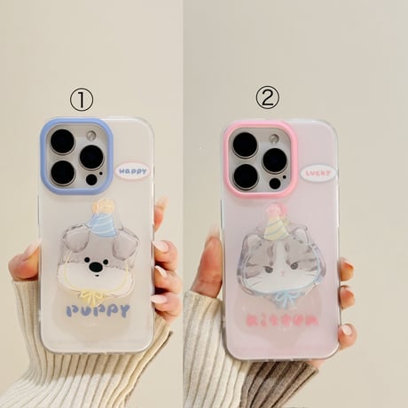 【お取り寄せ商品】iPhoneケース スマホケース iPhone15 iPhone14 癒し系 犬 猫 ハンドグリップ L8970