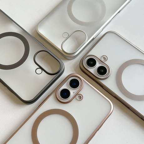 【お取り寄せ商品】iPhoneケース スマホケース iPhone16 iPhone15 iPhone14 ハーフクリア シンプル メタリック MagSafe L9836