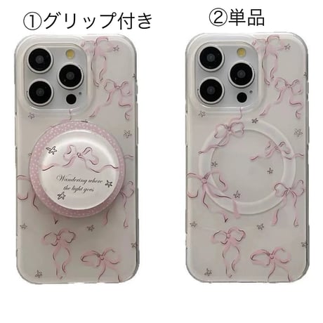 【お取り寄せ商品】iPhoneケース スマホケース iPhone16 iPhone15 iPhone14 ラブリー リボン 春 マグセーフ ガーリー L9425