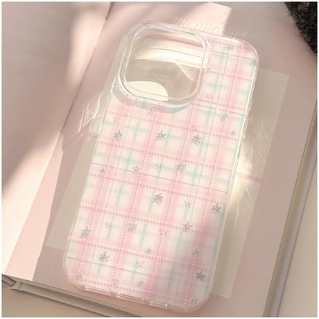 【お取り寄せ商品】iPhoneケース スマホケース iPhone16 iPhone15 iPhone14 おしゃれ リボン チェック 韓国 ピンク L9821