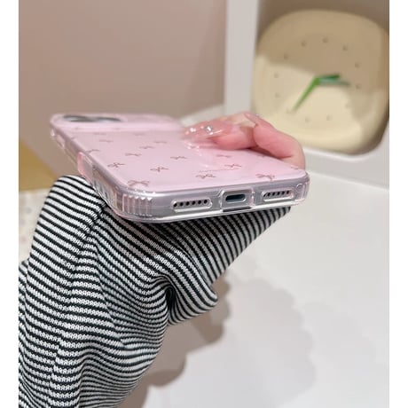 【お取り寄せ商品】iPhoneケース スマホケース iPhone17 iPhone16 iPhone15 リボン 可愛い 韓国 ホワイト ピンク M7116