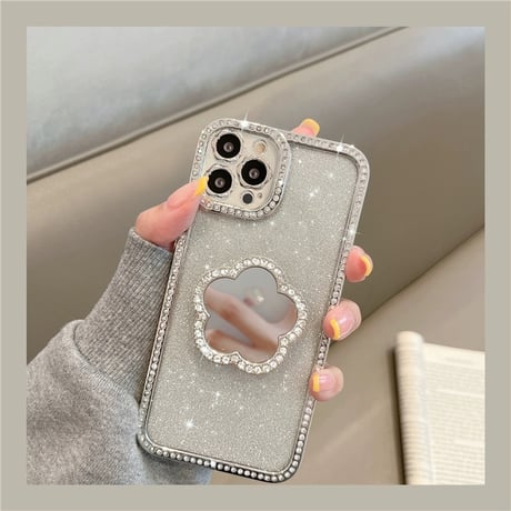 【お取り寄せ商品】iPhoneケース スマホケース iPhone15 iPhone14 ディジー キラキラ ハンドグリップ ミラー L8043