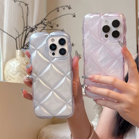 【お取り寄せ商品】iPhoneケース スマホケース iPhone16 iPhone15 キルティング クリアカラー シンプル 可愛い L9861
