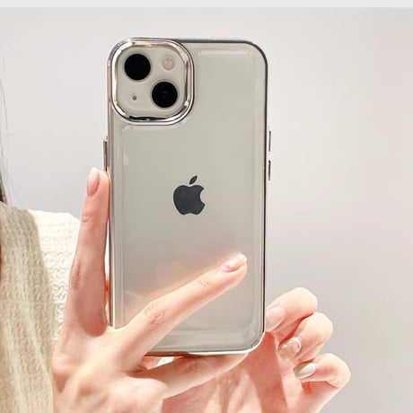 【お取り寄せ商品】iPhoneケース スマホケース iPhone15 iPhone14 メタリック クリア シンプル 推し活 L8134