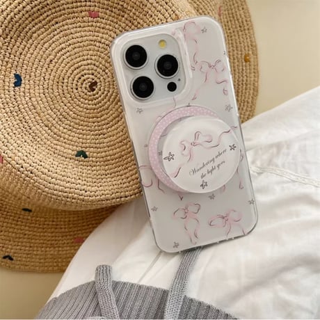 【お取り寄せ商品】iPhoneケース スマホケース iPhone16 iPhone15 iPhone14 ラブリー リボン 春 マグセーフ ガーリー L9425