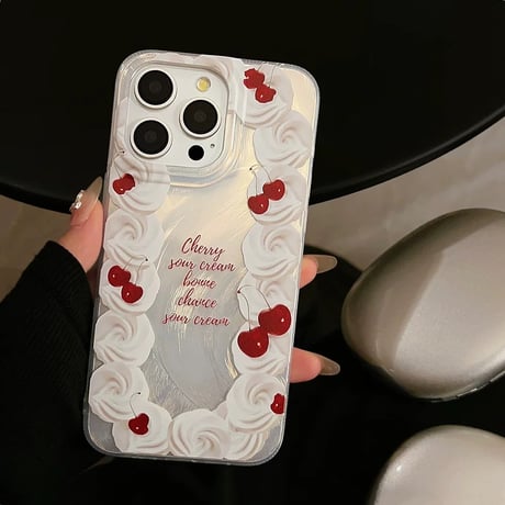 【お取り寄せ商品】iPhoneケース スマホケース iPhone15 iPhone14 キュート クリーム さくらんぼ L8956