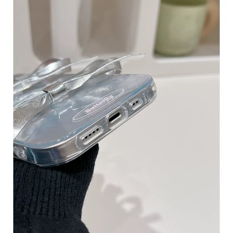 【お取り寄せ商品】iPhoneケース スマホケース iPhone15 iPhone14 キュート シルバー リボン L8999