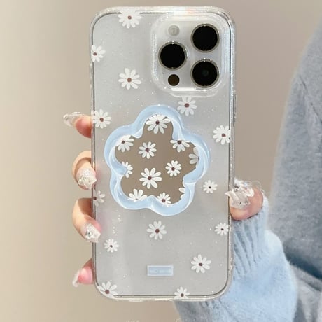 【お取り寄せ商品】iPhoneケース スマホケース iPhone16 iPhone15 iPhone14 韓国 花柄 ディジー ミラー グリップL9832