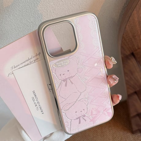 【お取り寄せ商品】iPhoneケース スマホケース iPhone16 iPhone15 iPhone14 可愛い ピンク クマ 流行り メタリック L9584