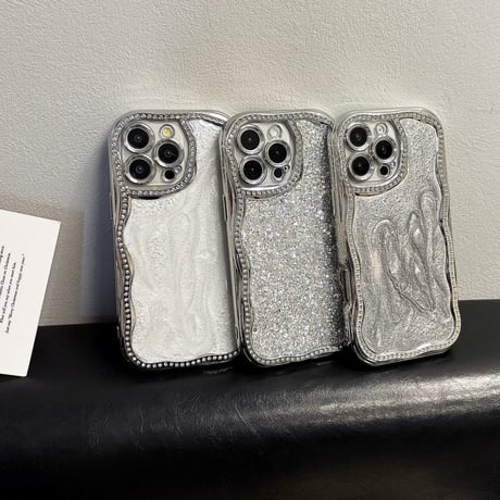 【お取り寄せ商品】iPhoneケース スマホケース iPhone16 iPhone15 iPhone14 大人可愛い シルバー グリッター キラキラ L9311