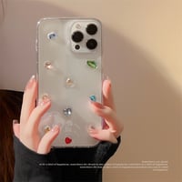 【お取り寄せ商品】iPhoneケース スマホケース iPhone16 iPhone15 iPhone14 透明 クリア ラインストーン ビジュー 立体 シンプル きれいめ L7488