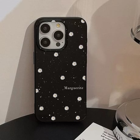 【お取り寄せ商品】iPhoneケース スマホケース iPhone15 iPhone14 モノトーン ブラック 花柄 L8957