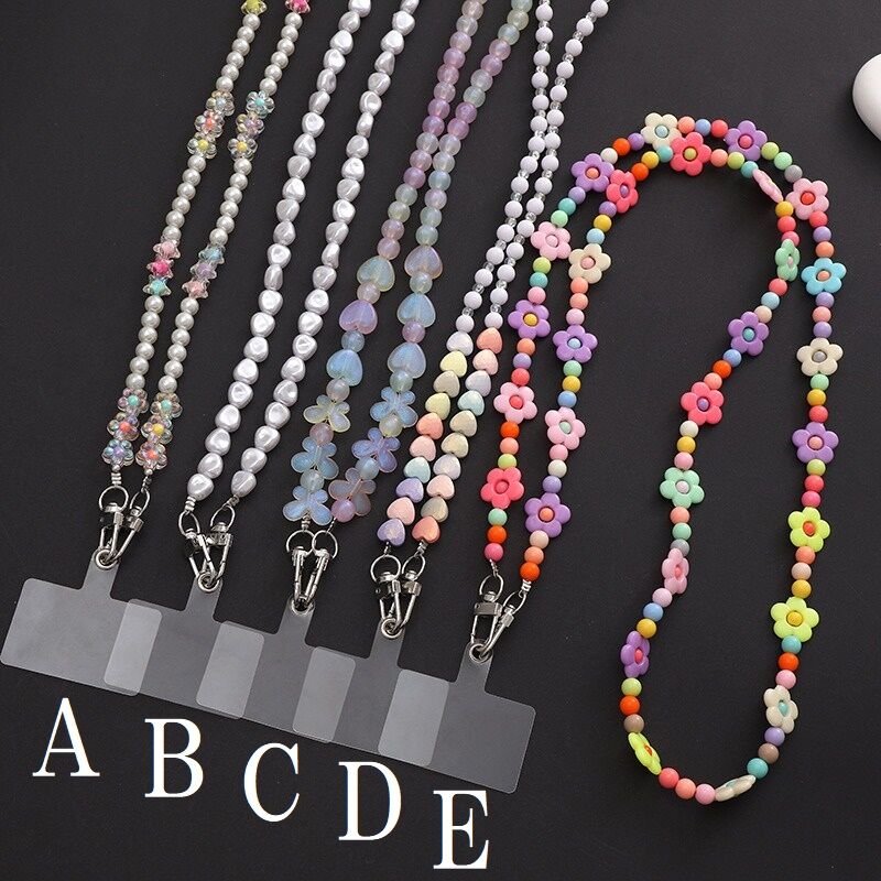 ジュエリーストラップ4個セット ぷっくりくもくもハートのスマイリーストラップチャーム☁☺ビーズ