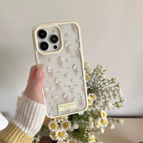【お取り寄せ商品】iPhoneケース スマホケース iPhone16 iPhone15 iPhone14 おしゃれ 花柄 大人可愛い ホワイト L9858