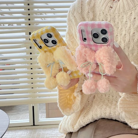 【お取り寄せ商品】iPhoneケース スマホケース iPhone17 iPhone16 iPhone15 iPhone14 冬 もこもこ リボン 可愛い 韓国 M7127