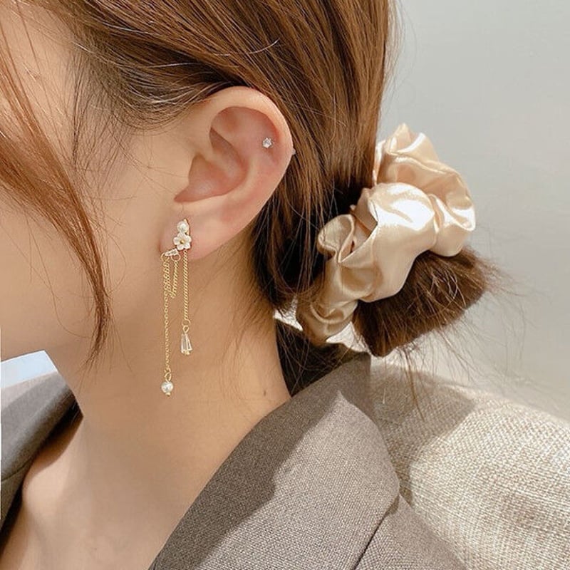 韓国ピアス お花×パール