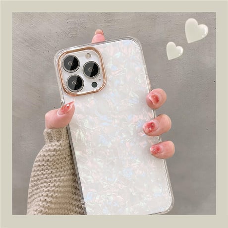 【お取り寄せ商品】iPhoneケース iPhone13 iPhone14 iPhone15 ケース シェルパターン きれいめ 大人かわいい ホワイト ピンク アイフォンケース L6795
