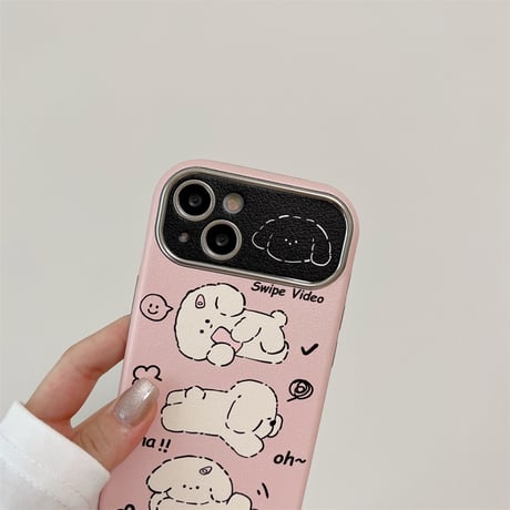 【お取り寄せ商品】iPhoneケース スマホケース iPhone15 iPhone14 子犬 dog イヌ ピンク かわいい レトロ 韓国風 L7461