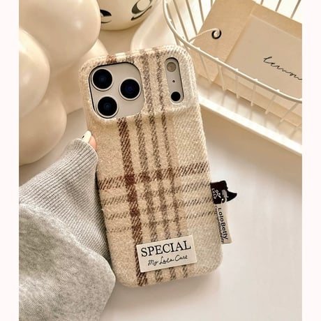 【お取り寄せ商品】iPhoneケース スマホケース iPhone16 iPhone15 iPhone14 ニット風 チェック 秋冬 可愛い 大人 M7091