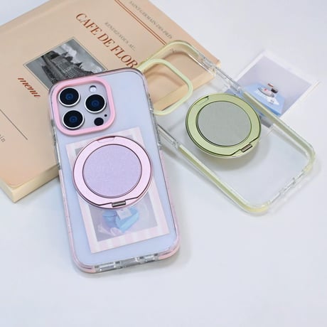 【お取り寄せ商品】iPhoneケース スマホケース iPhone16 iPhone15 iPhone14 magsafe パステル スタンド 推し活 クリア 透明 M7047