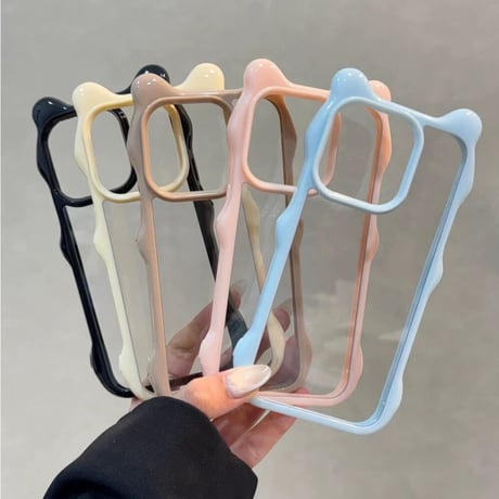 【お取り寄せ商品】iPhoneケース スマホケース iPhone16 iPhone15 iPhone14 可愛い 猫耳 ウェーブ クリア シンプル L9481