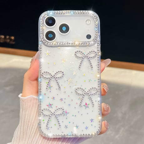 【お取り寄せ商品】iPhoneケース スマホケース iPhone17 iPhone16 iPhone15 リボン 大人可愛い キラキラ M7071