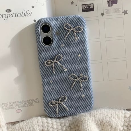 【お取り寄せ商品】iPhoneケース スマホケース iPhone16 iPhone15 iPhone14 大人可愛い デニム リボン L9351