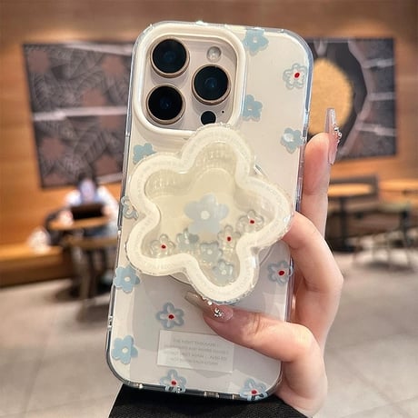 【お取り寄せ商品】iPhoneケース スマホケース iPhone17 iPhone16 iPhone15 韓国 MagSafe 花柄 くすみ ブルー M7131