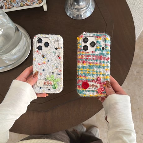 【お取り寄せ商品】iPhoneケース スマホケース iPhone17 iPhone16 iPhone15 ふわふわ ツイード風 可愛い 韓国 M7137