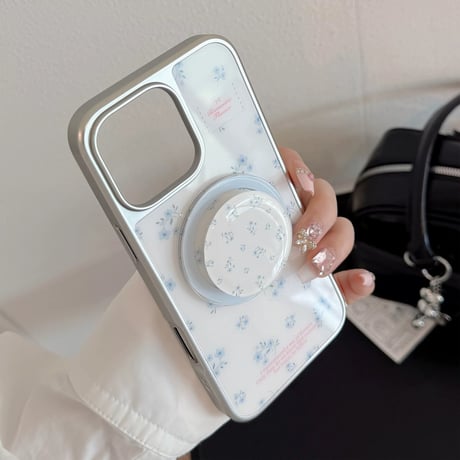 【お取り寄せ商品】iPhoneケース スマホケース iPhone16 iPhone15 iPhone14 可愛い シンプル ホワイト 花柄 MagSafe L9542