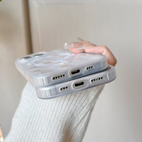 【お取り寄せ商品】iPhoneケース スマホケース iPhone16 iPhone15 iPhone14 可愛い スモーキーカラー クリア くま柄 MagSafe L9331